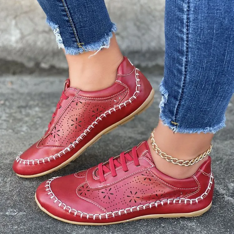 2022 autumn new round toe hollow flat casual shoes