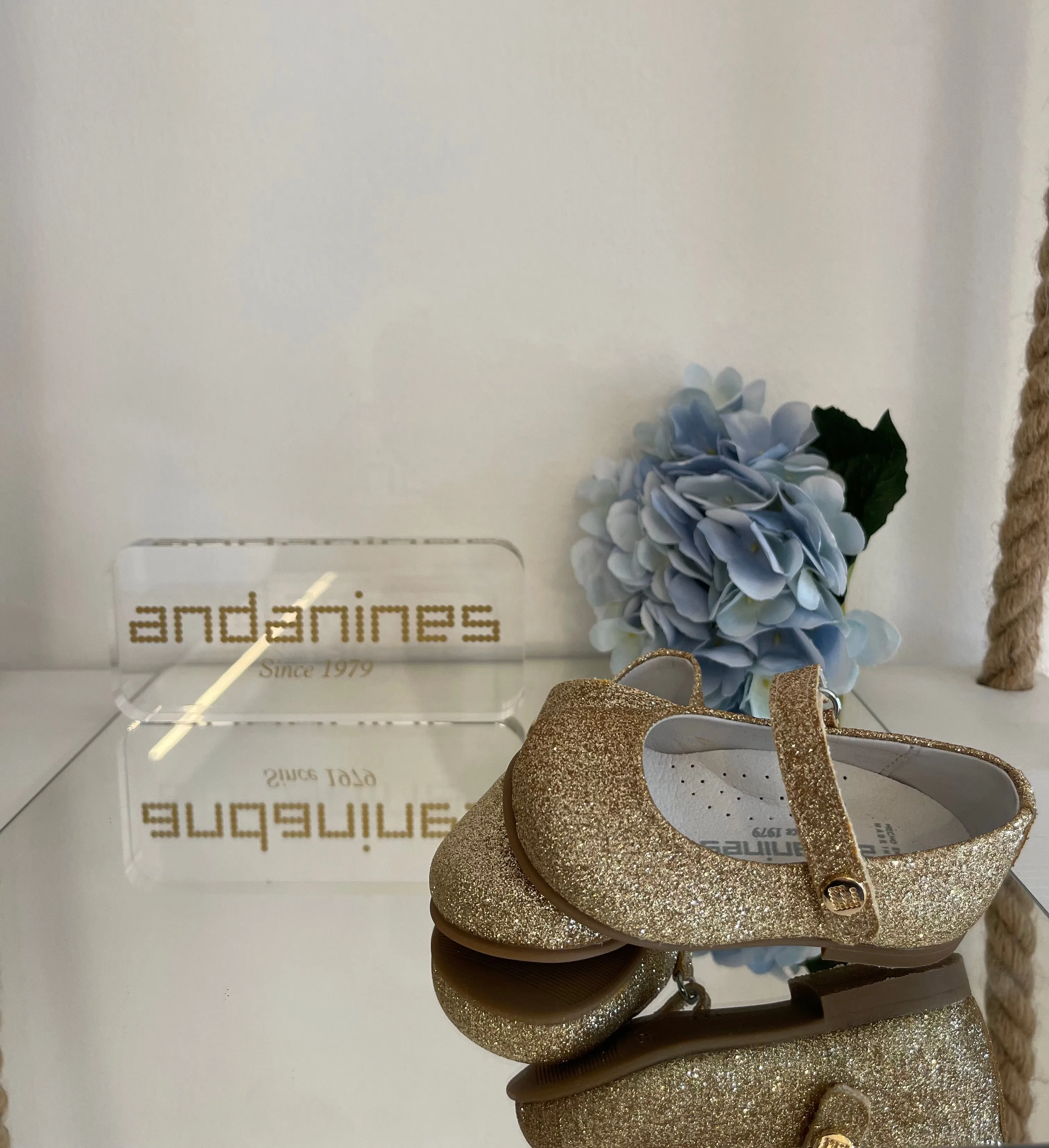 ANDANINES Ballerine eleganti  Oro glitter con plantare anatomico