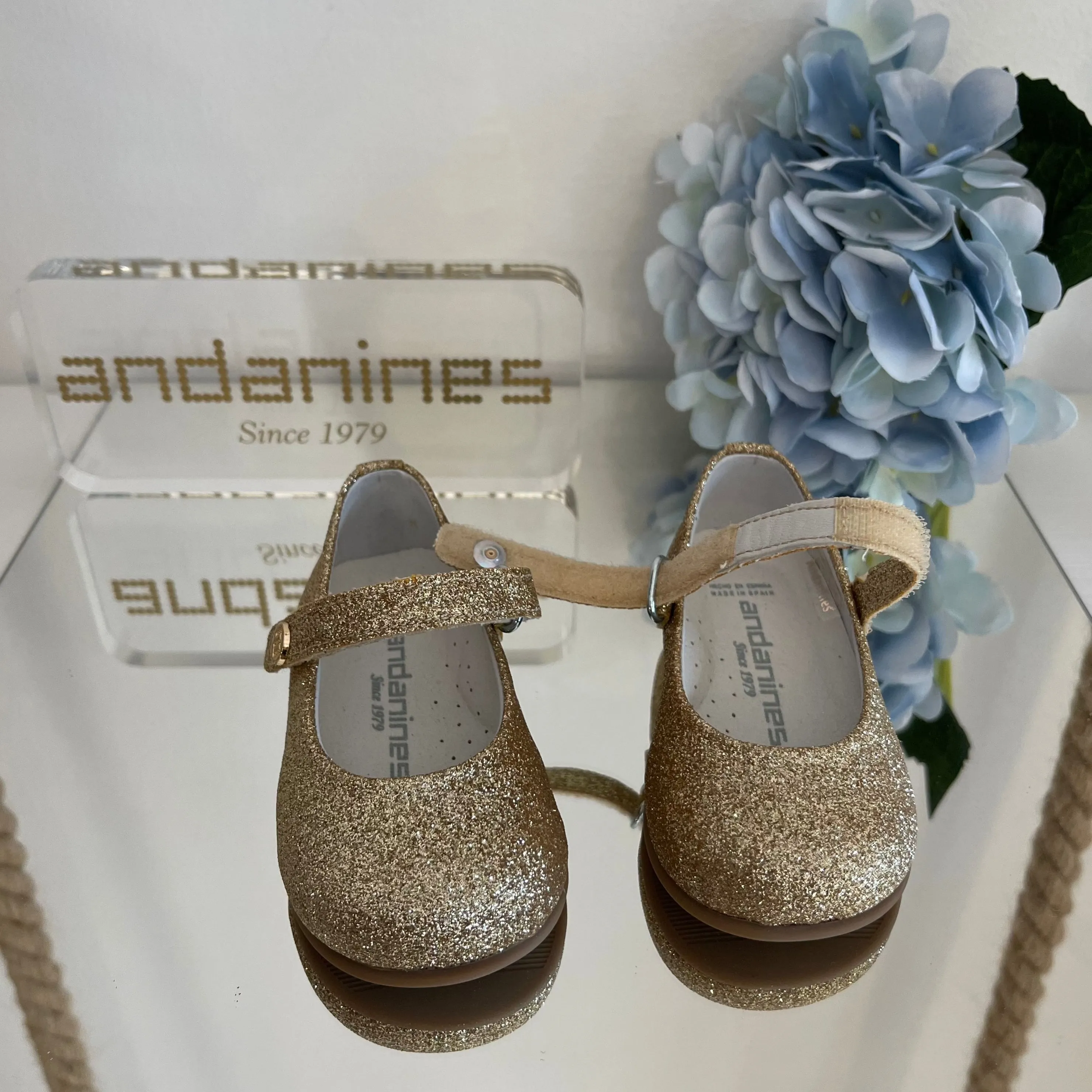 ANDANINES Ballerine eleganti  Oro glitter con plantare anatomico