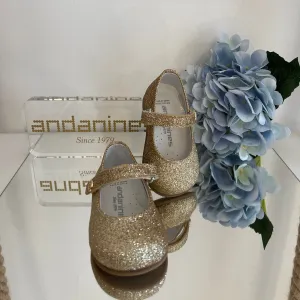 ANDANINES Ballerine eleganti  Oro glitter con plantare anatomico