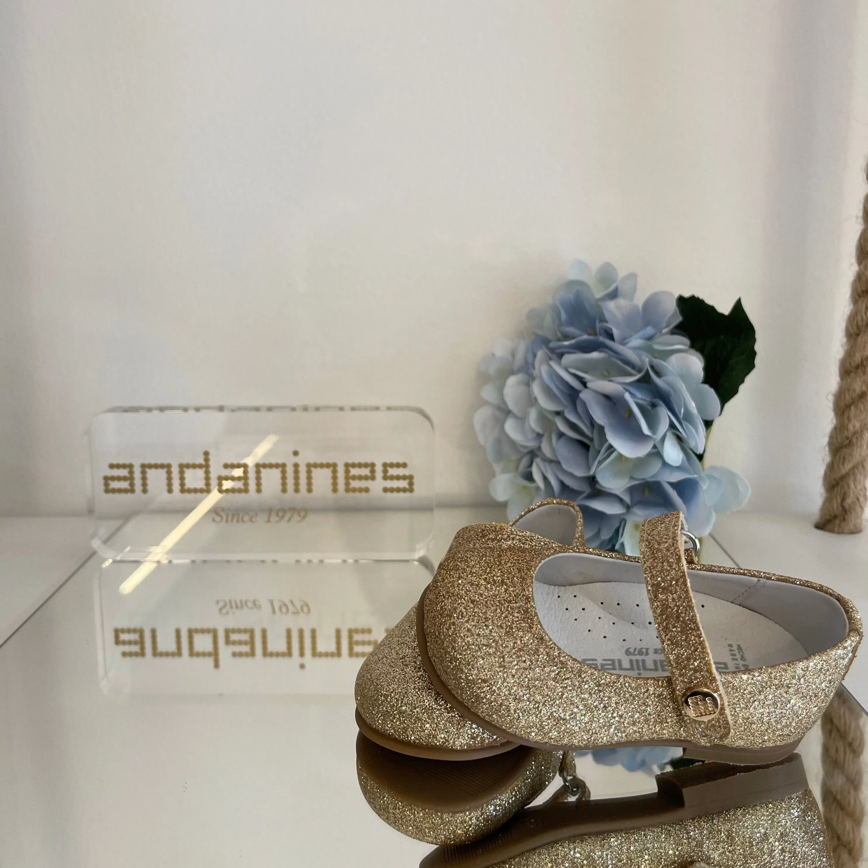 ANDANINES Ballerine eleganti  Oro glitter con plantare anatomico