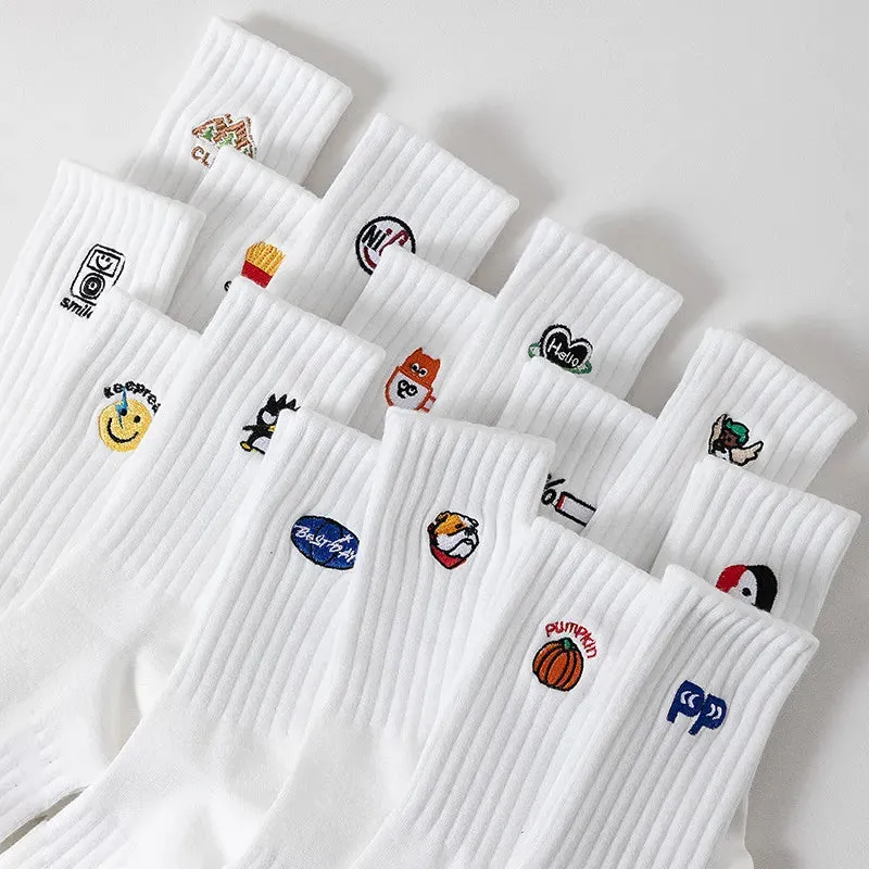 Embroidery Cartoon Socks Fashion unisex