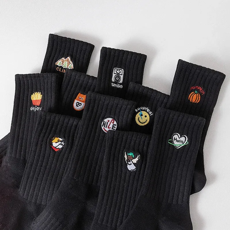 Embroidery Cartoon Socks Fashion unisex