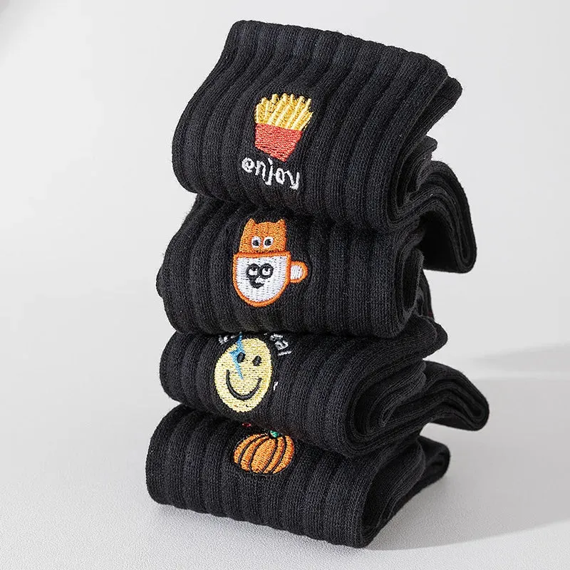 Embroidery Cartoon Socks Fashion unisex