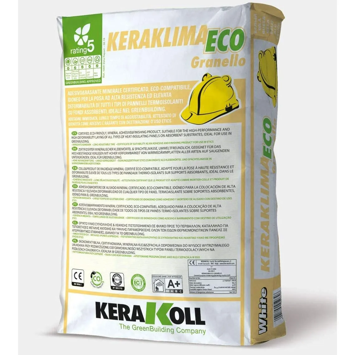 Kerakoll - Keraklima Eco Granello Adesivo e rasante bianco minerale eco-compatibile per posa dei pannelli Kg. 25