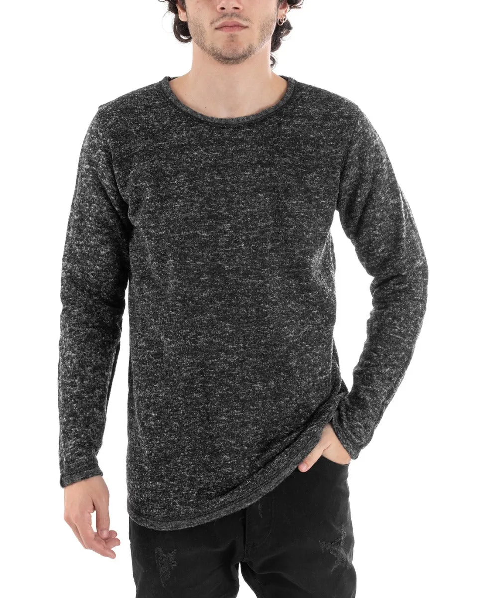 Maglia Uomo Maglioncino Girocollo Melange Manica Lunga Grigio Casual GIOSAL-M2628A