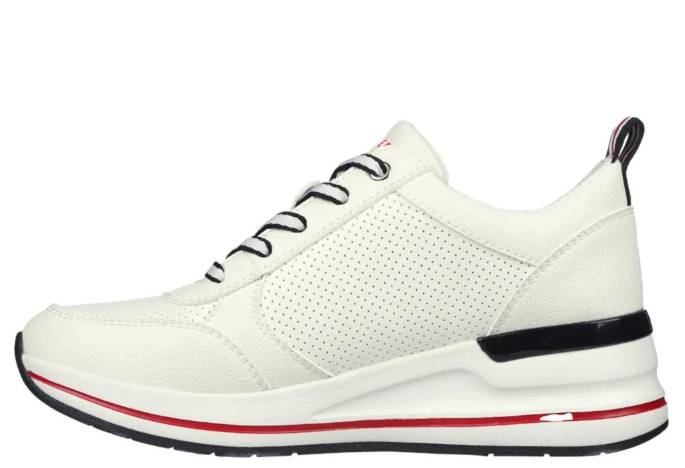 Pantofi sport, dama, SKECHERS BILLION 2-SIDE LINES 177335-WHT alb, piele ecologica