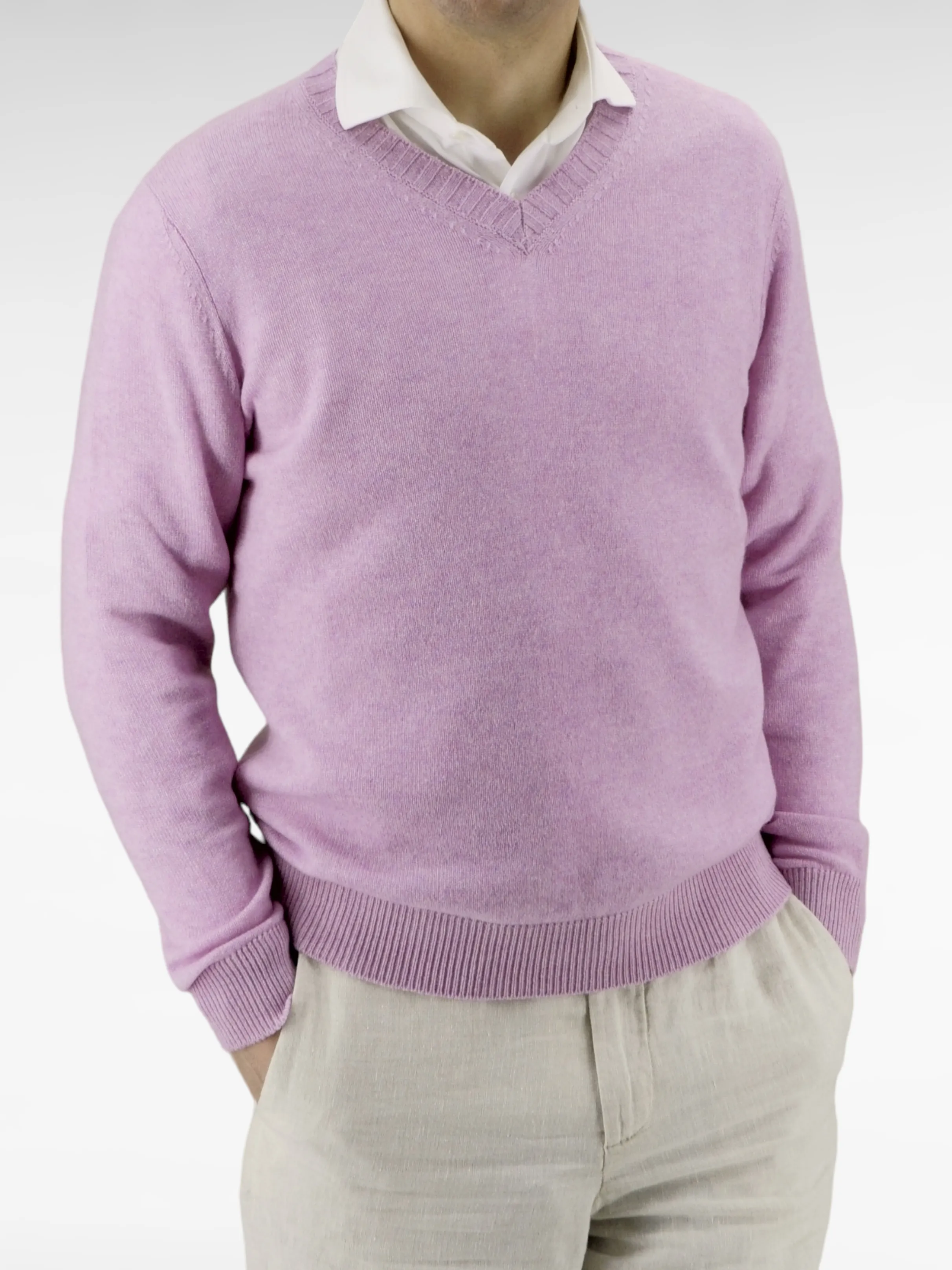 Scollo V Nuvola Pink Lavender 100% Cashmere