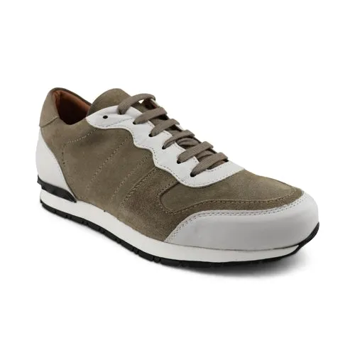 Sneakers in pelle e camoscio tortora