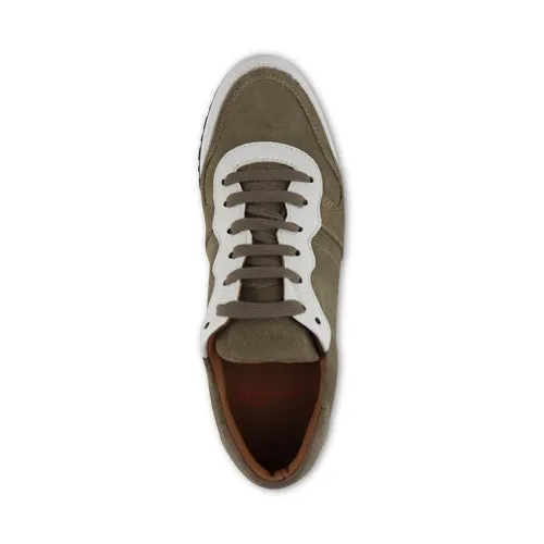 Sneakers in pelle e camoscio tortora