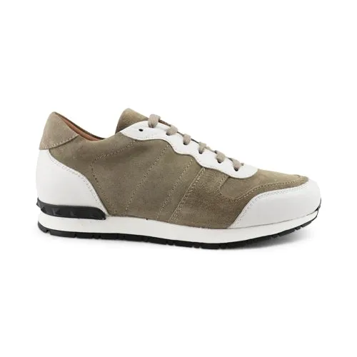 Sneakers in pelle e camoscio tortora