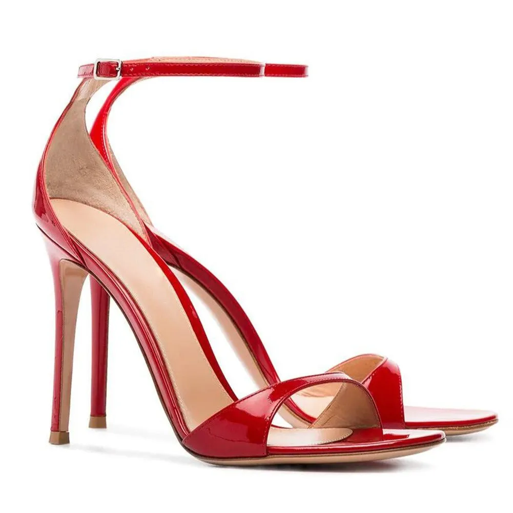 Women's Sexy Red Lacquer Leather High Heel Sandals – Bold & Stylish Party Shoes